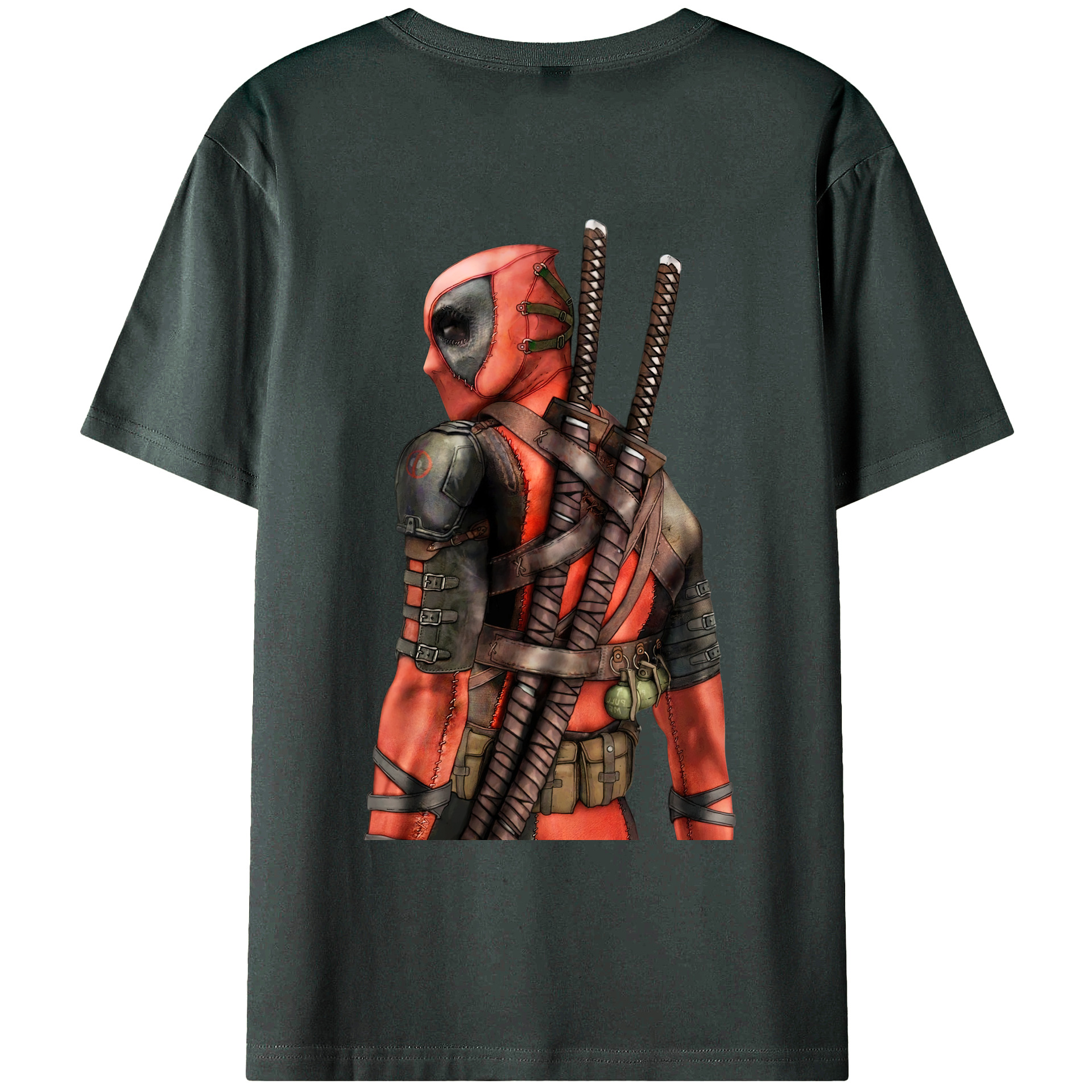 （画像用） Deadpool デッドプール 綿100％ メンズ半袖Tシャツ（バックプリント） 通気性